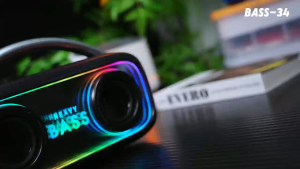 HEAVY BASS BASS-34 TWS Bluetooth V5.4 Trendy Luxury Multi Input Speaker Handheld Design with Cool Light Effect
