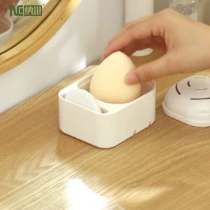 NACHUAN powder puff storage rack white cosmetic accessories rack beauty egg drying tray box creative multi-use powder puff anti-mold dust with cover box
