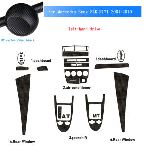 Carbon Fiber For Mercedes Benz SLK R171 04-10 Car Film Interior Sticker Center Console Gear Dashboard Air Door Handle Lift Panel