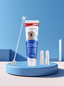 Bioline Pet Toothpaste Edible Dog Toothbrush Dental Cleaning Supplies for Dogs Pet Oral Care ens Breath Normal Size