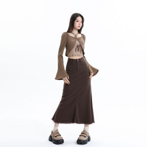 Chân Váy Bò Cổ Điển Màu Cà Phê Meillard Váy Đuôi Cá Ôm Mông Tôn Dáng Gầy Chữ A Cạp Cao Mẫu Mới Kiểu Pháp Cho Nữ Sành Điệu Instagram