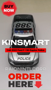Kinsmart 1:46 2022 Ford F-150 Raptor Police Diecast Vehicle Model RIC (19912) Collection Toys for Kids