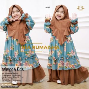 KALINGGA DRES KIDS - GAMIS ANAK MOTOF CANTIK PLIS JILBAB BY NIA RUMAISHA BAHAN BABY DOLL PLUS FURING