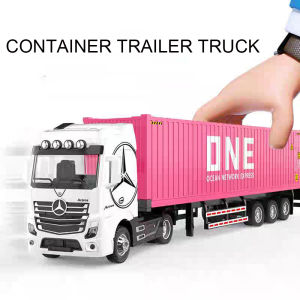 1:50 Alloy Heavy Trucks Toys Models Cars Container Vehicles Light Music Miniature Transport Car Rubber Tires Kids Gifts