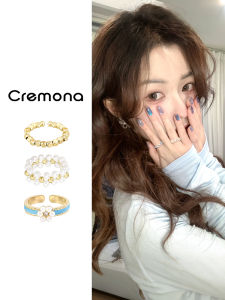 Fashionable Floral Beaded Ring for Women Unique Design Cute Best Friend Hand Accessory Adjustable Alloy round Shape Jewelry