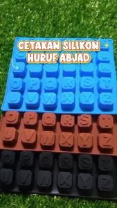 BISA COD - CETAKAN SILIKON PUDING AGER ES BATU MOTIF HURUF ABJAD CETAKAN PRAKTIS