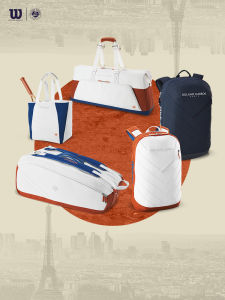 กระเป๋าแบดมินตัน Wilson ความจุขนาดใหญ่ ดีไซน์ลายเส้น ร่วมงานกับ Roland Garros กระเป๋าแบดมินตันแบบหลายฟังก์ชันสำหรับเล่นกลางคืน