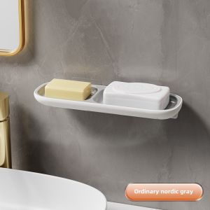Waterproof Wall-Mounted Soap Dish No-Drill Premium Soap Holder Macaron Color Nordic Style Bathroom Organizer Soap Box