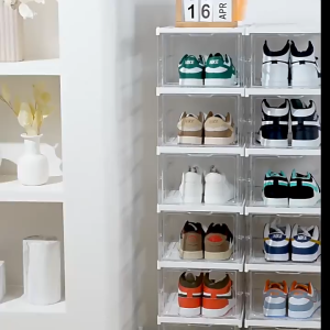 Rak Sepatu Lipat Anti Debu Lemari Multifungsi Serbaguna Rak Susun Kotak Sepatu Portable Lemari Plastik Shoe Box Praktis MultiLayer