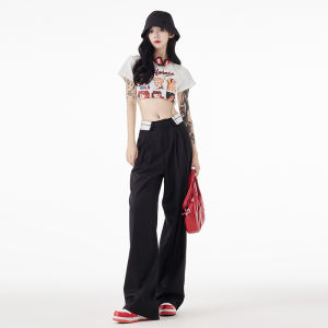 Gray High Waist Straight Leg Suit Pants Women Summer Thin Loose Slimming Wide Leg Drapey Floor-Length Trendy Commute Casual Trousers