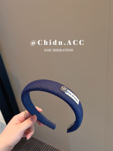 เข็มขัดผ้าขนแกะสีน้ำเงินสำหรับผู้หญิง ทรงหัวสูง ทรงหัวเข็มขัดแบบอเนกประสงค์ แฟชั่นฤดูใบไม้ร่วง/ฤดูหนาว เครื่องประดับผม