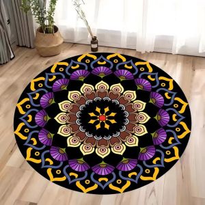 Thảm Tròn VIKAMA Phong Cách Boho Thảm Mềm Mại Trong Nhà Thảm Họa Tiết Mandala Cổ Điển Thảm Trang Trí Nhà Cửa Thảm Phòng Khách Thảm Trải Sàn Phong Cách Ba Tư Cổ Điển