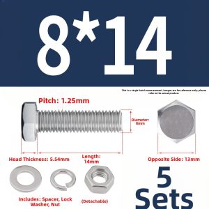 POWER&STRONG | 304 Stainless Steel Extended Hex Bolt Nut Set