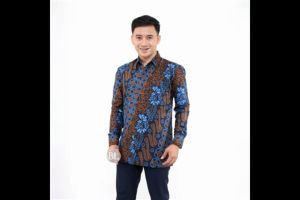 Batik Couple Pasangan Keluarga Ayah Ibu Anak Laki Perempuan Suami Istri Sepasang Modern Seno Biru