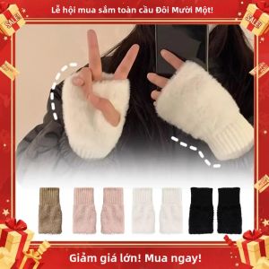 Màn Hình Cảm Ứng Tương Thích Với Găng Tay Mùa Đông Bằng Lông Nhung Nửa Ngón Tay Bảo Vệ Cổ Tay Dệt Kim Không Ngón Tay Ấm Áp Dành Cho Sinh Viên Công Việc Văn Phòng Và Các Hoạt Động Ngoài Trời