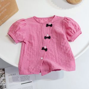 New Korean Bowtie Puff Sleeve Shirt for Girls
