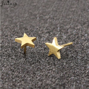Jisensp Brincos Star Earrings Punk Stud Earring Black Earings Stainless Steel Earrings for Women Statement Jewelry Wholesale
