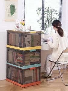 Reinforced and thickened folding storage box 28L/56L/90L/three sided open storage box stackable storage box for household use