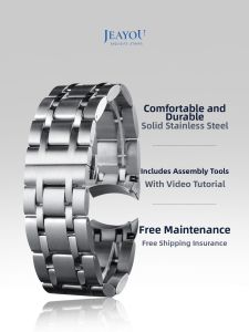 JEAYOU | Curved Stainless Steel Watch Band Male