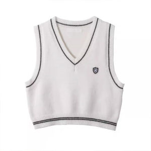 🦋 VEVE Autumn Sweater Ladies Vest Short V-neck College Style Vest Tanks Top