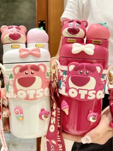 ถ้วยน้ำรักษาความร้อนสำหรับเด็ก ถ้วยน้ำดื่มแบบสองชั้นสำหรับนักเรียนประถมศึกษา ถ้วยน้ำรักษาความร้อนแบบ Tritan สำหรับเด็กผู้หญิง