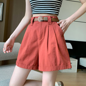 QIAOMIDUO | Summer White Denim Shorts Womens Loose Fitting High Waist A-Line Cuffed Pants Cotton Lenzing Eco-Viscose Blend Casual Wear