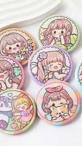 TLD Lencana Bors Pin Tas Baju Aksesoris Pin Bulat Buat Tas Lucu Edisi Cartoon Bentuk Bulat Untuk