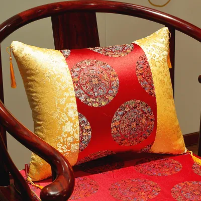 New Chinese Style Cotton Linen Pillow Cover 45x45 Sofa Living Room Bed Head Cushion Large Waist Pillow with Core
