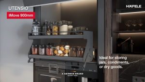 Hafele Pull Down Wall Cabinet for Condiment & Spice Storage | Soft-Close | Anti Bacterial Finish| 5 Year Warranty