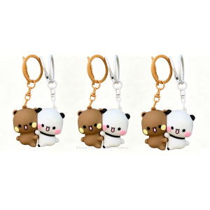-/Cartoon Panda Bubu Dudu Magnetic Keychain Cute Backpack Pendant with Toy Figures Couple Accessories Ideal Fantasy Themed Gift