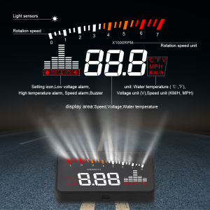 AD X5 OBD2 Head Up Display HUD Car Speedometer Speed Tachometer Water Temperature Voltage Auto Projector Display RPM Meter