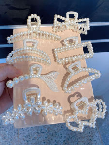 Pearl Hair Clip Womens New 2024 High-End Back of Head Hair Clip Hair Accessory Bun Hair Claw Shark Fin Hair Clip Fashionable Korean Style