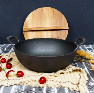 กระทะเหล็กสำหรับต้มยำขนาดเล็กแบบไม่��� กระทะเหล็กแบบดั้งเดิมสำหรับใช้ในบ้าน กระทะเหล็กสำหรับต้มข้าวโพด กระทะสองหูสำหรับใช้ในบ้าน