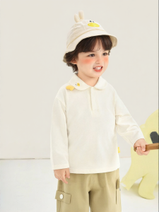 CUTEPANDAS | Áo Thun Dài Tay Cổ Đứng Hình Hoạt Hình Cho Bé Mùa Thu