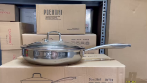 Chảo inox OYATTON 26cm 28cm chảo 3 lớp liền khối cao cấp đáy từ chảo từ kèm vung chảo OYATTON