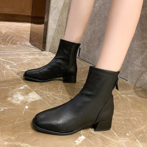 IELGY Bốt Martin Gót Thấp Da Mềm Phong Cách Anh Quốc Ngoại Cỡ Cho Nữ