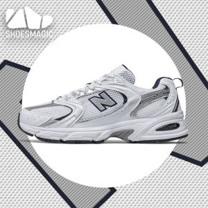2026 New 【Original】 ˉNˉ ˉBˉ 530 "SilverWhite" Mesh Fabric Lightweight Breathable Fashion Men and Women Running Shoes Low Top Jogging Shoes Sneakers with Box