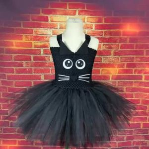 tutu dress outfit for Kids black cat animal Halloween costumes toddler Baby Girl fancy performance birthday party dress