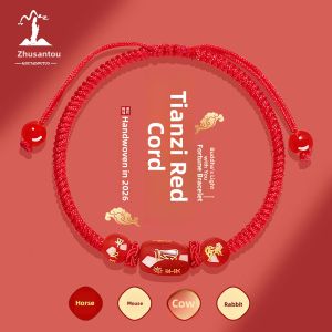 2026 Red Rope Chinese Zodiac Bracelet for Men And Women Horse Year Lucky Charm Woven Hand Cord Bracelet Fashion Jewelry