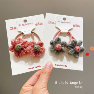 JoJo Childrens Knitted Flower Hair Accessories Cute Girl Hair Ties Baby Elastic Bands Non-Damaging Hair Accessories