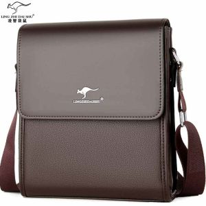 Mens Large Capacity Briefcase Single Shoulder Bag Casual Crossbody Backpack Document Hanging Bag Business Style Soft Leather