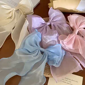 กิ๊บติดผม ผ้าตาข่าย ประดับโบว์ ขนาดใหญ่ ระดับไฮเอนด์ สีขาว แฟชั่นฤดูใบไม้ผลิ สไตล์แฟรี่ สําหรับผู้หญิง