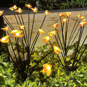 Solar Lights Outdoor Waterproof Bee Solar Fairy Lights Outdoor Solar Garden Lights for Outside Pathway Fence Decorative Lighting with 2 Mode Sway by Wind Yard Patio Walkway Decoration