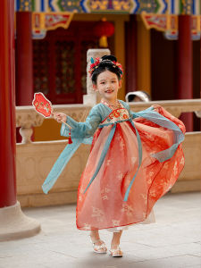 Cute Chrysanthemum Traditional Chinese Princess Dress Girls Spring Autumn New Style Fairy Tale Costume Childrens Hanfu Dress