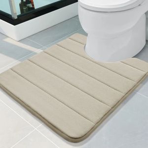 Non-Slip Toilet Mat Extra Soft U-Shape Pedestal Mat for Toilet Ultra Absorbent Bathroom Toilet Mat for Floor Dry Pedestal Mat
