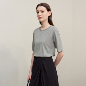 AMII | Commuter Versatile Round Neck Mid Sleeve Cotton T-shirt