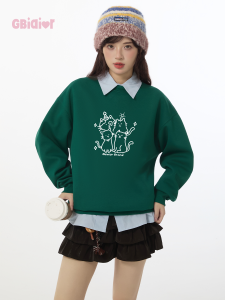 Gbiaior | Cat Plush Printing Womens Hoodie Sweater Casual