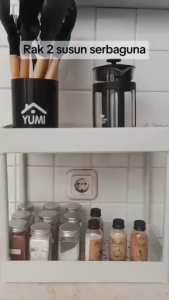 Rak Penyimpanan / Rak Kosmetik Rak Dapur Susun Serbaguna Rak Kamar Mandi Portable Roda 2 Susun SHENAR