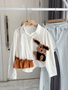 ●ECLAIRE● 043 Kemeja Lengan Panjang Longsleeves Motif Kelinci Bunny Rabbit Korea Kasual Casual Lucu Unik Import iiisg