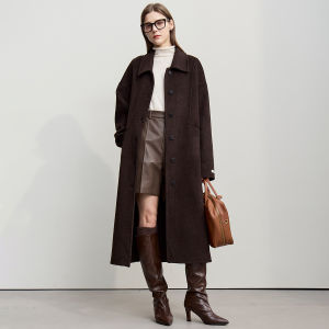 AMII | Luxurious Classic Wool Blend Double Face Coat Women Winter Long